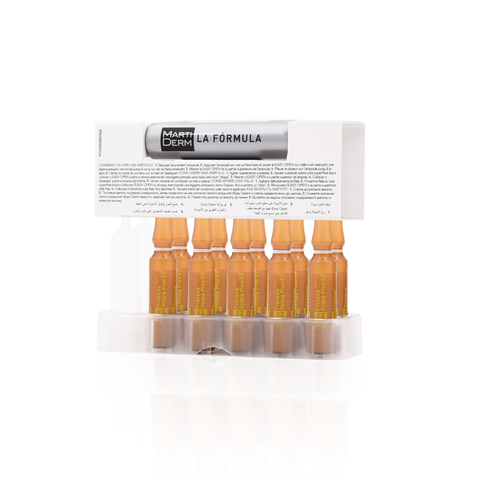 MARTIDERM DRĖKINAMOSIOS IR STANGRINAMOSIOS AMPULĖS VEIDUI SU VITAMINU C IR PROTEOGLIKANAIS, SPF 10, 10 VNT.
