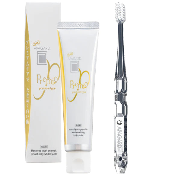 APAGARD PREMIO 100g with Crystal Toothbrush - Premium Toothpaste for Teeth Whitening and Remineralization